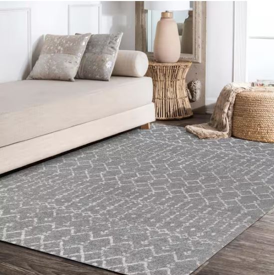 5 ft. x 8 ft. Moroccan HYPE Boho Vintage Diamond Gray/Ivory Area Rug