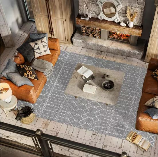 5 ft. x 8 ft. Moroccan HYPE Boho Vintage Diamond Gray/Ivory Area Rug