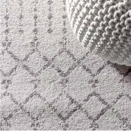 Moroccan Hype Boho Vintage Diamond Cream/Gray 8 ft. Round Area Rug