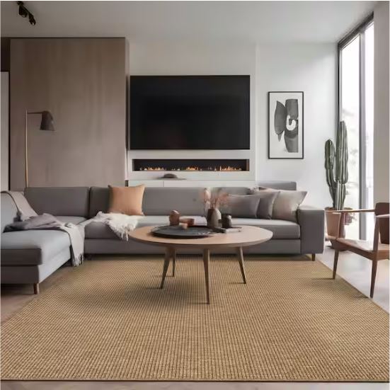 9 ft. x 12 ft. Terra Fiber Easy Jute Natural Solid Indoor Outdoor Area Rug