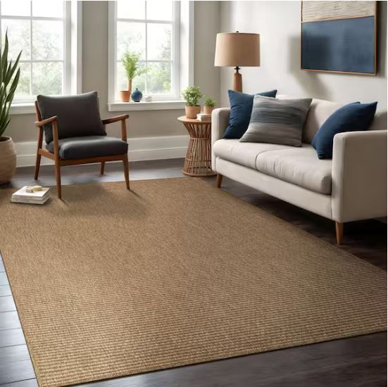 9 ft. x 12 ft. Terra Fiber Easy Jute Natural Solid Indoor Outdoor Area Rug