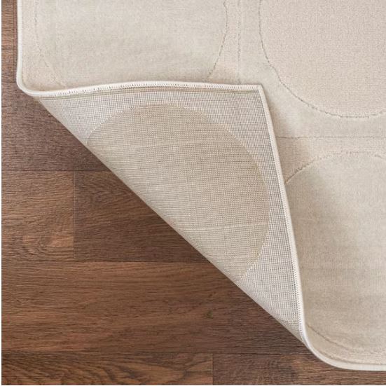 5 ft. x 8 ft. Helena Modern Geometric Circles In Squares High-Low White/Cream  Area Rug