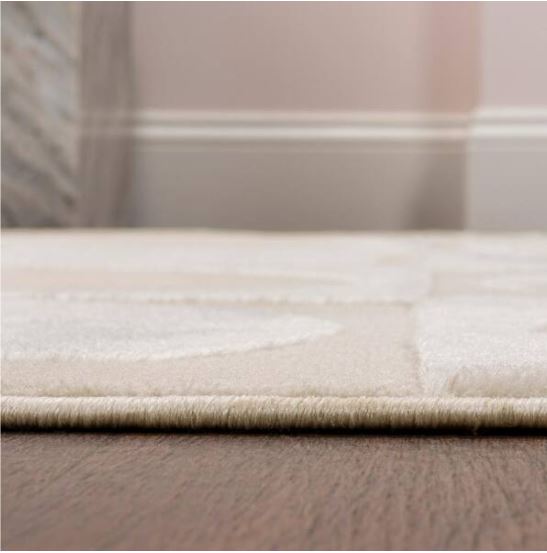 5 ft. x 8 ft. Helena Modern Geometric Circles In Squares High-Low White/Cream  Area Rug