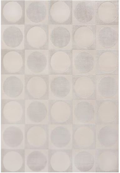 5 ft. x 8 ft. Helena Modern Geometric Circles In Squares High-Low White/Cream  Area Rug