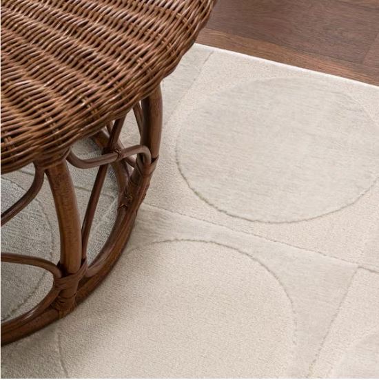 5 ft. x 8 ft. Helena Modern Geometric Circles In Squares High-Low White/Cream  Area Rug