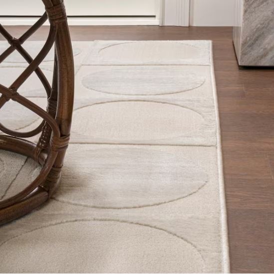 5 ft. x 8 ft. Helena Modern Geometric Circles In Squares High-Low White/Cream  Area Rug
