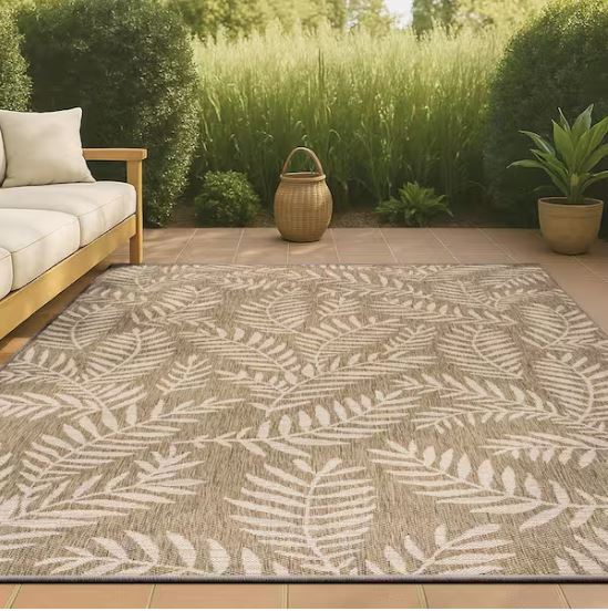 5 ft. x 8 ft. Nevis Palm Frond Brown/Beige Indoor/Outdoor Area Rug