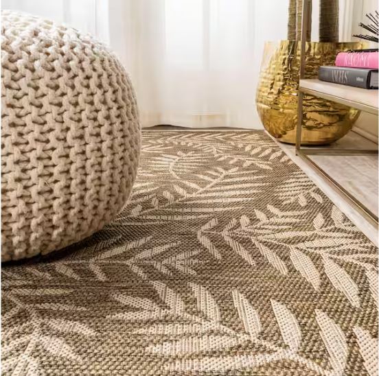 5 ft. x 8 ft. Nevis Palm Frond Brown/Beige Indoor/Outdoor Area Rug