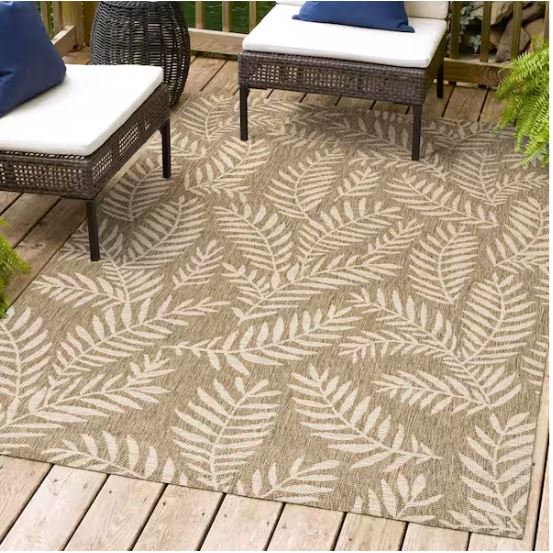 5 ft. x 8 ft. Nevis Palm Frond Brown/Beige Indoor/Outdoor Area Rug
