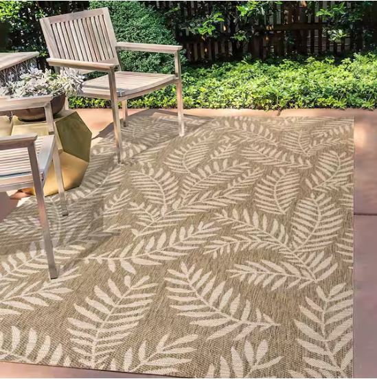 5 ft. x 8 ft. Nevis Palm Frond Brown/Beige Indoor/Outdoor Area Rug