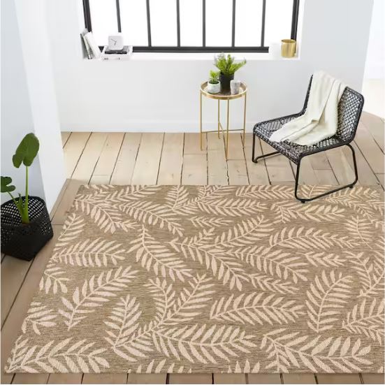 5 ft. x 8 ft. Nevis Palm Frond Brown/Beige Indoor/Outdoor Area Rug