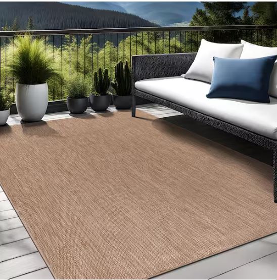 8 X 10 Jute Aloha Washable Solid Indoor Outdoor Area Rug