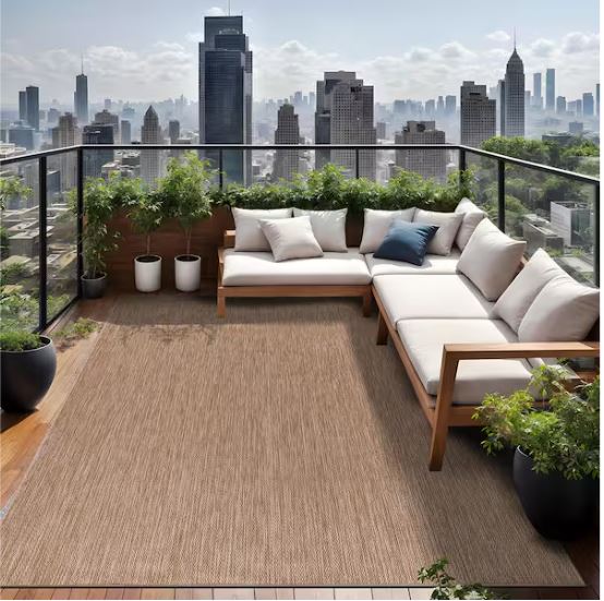 8 X 10 Jute Aloha Washable Solid Indoor Outdoor Area Rug