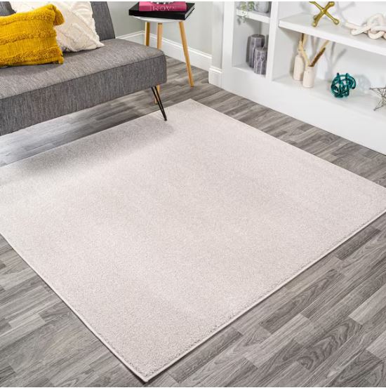 7 ft. Square Haze Solid Low-Pile Ivory Area Rug