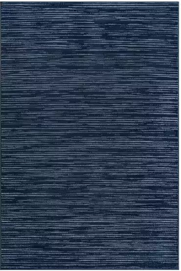 Linea Navy 8 ft. x 10 ft. Rubber Back Washable Modern Striped Indoor Outdoor Patio Area Rug