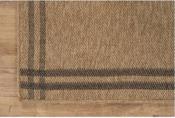 Haven 9 ft. x 12 ft. Natural Border Striped Washable Easy Jute Modern Indoor Outdoor Area Rug