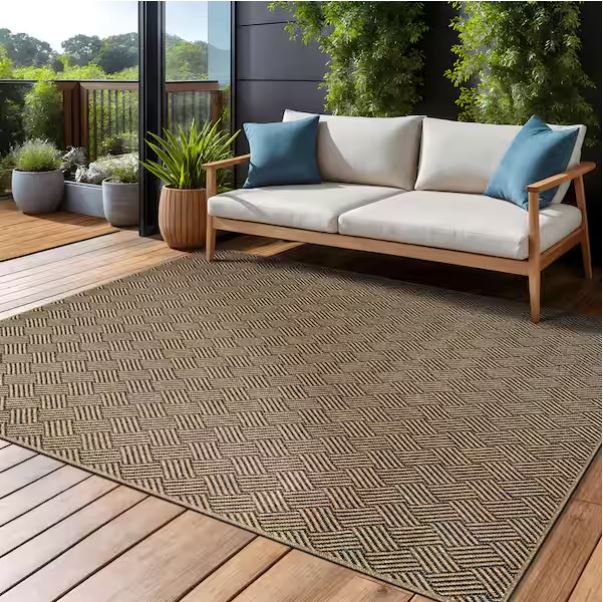 Haven 8 ft. x 10 ft. Natural Basketweave Washable Easy Jute Modern Indoor Outdoor Area Rug