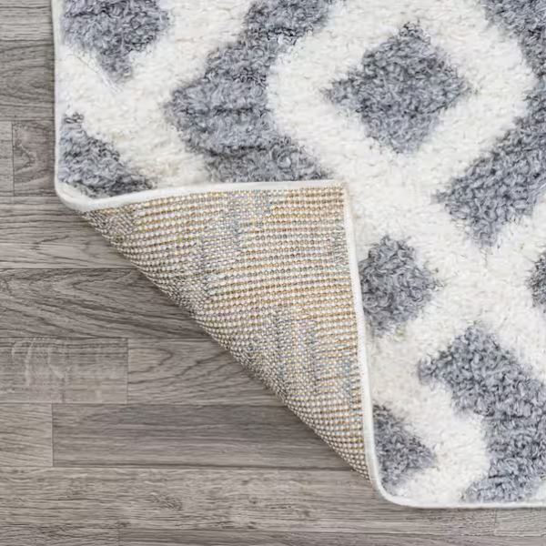8 ft. x 10 ft. Astrid Retro Cream/Gray Trellis High-Low Area Rug