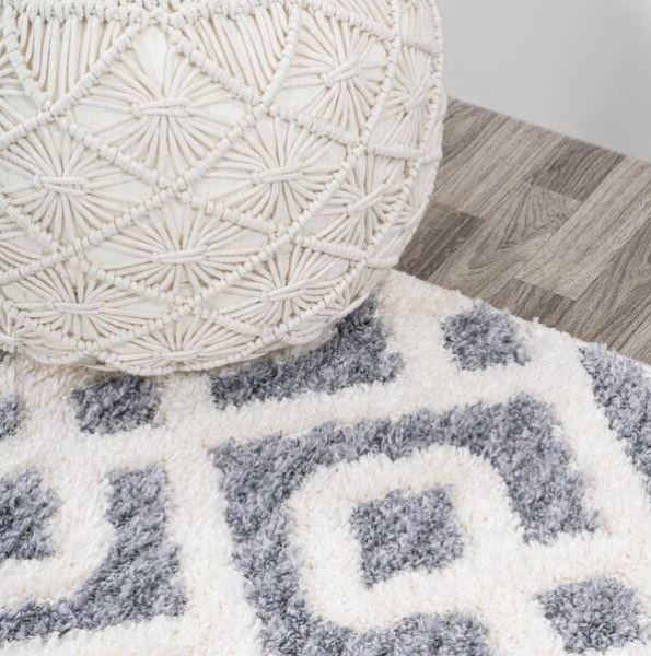 8 ft. x 10 ft. Astrid Retro Cream/Gray Trellis High-Low Area Rug