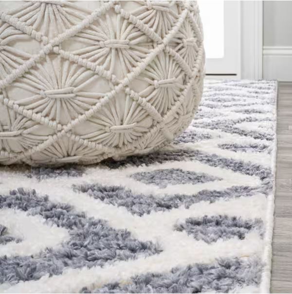 8 ft. x 10 ft. Astrid Retro Cream/Gray Trellis High-Low Area Rug