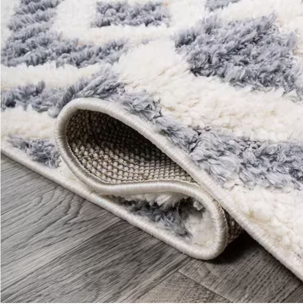 8 ft. x 10 ft. Astrid Retro Cream/Gray Trellis High-Low Area Rug