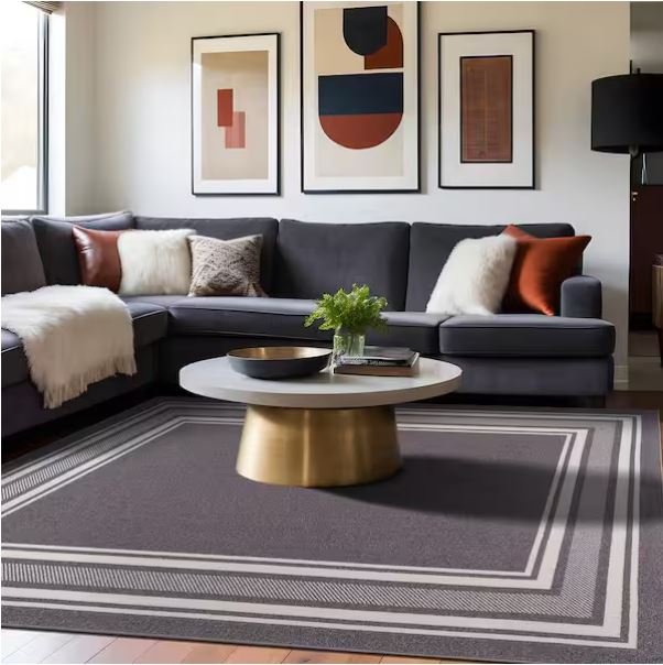3 x 5 Gray Carmel Bordered Non Slip Indoor Area Rug