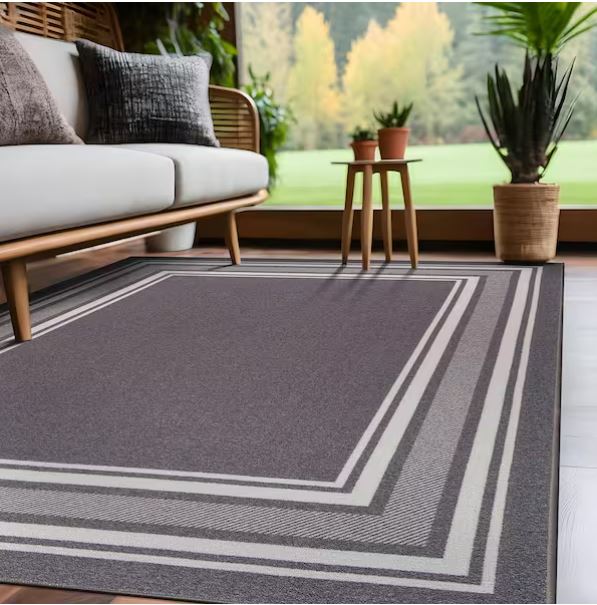 3 x 5 Gray Carmel Bordered Non Slip Indoor Area Rug