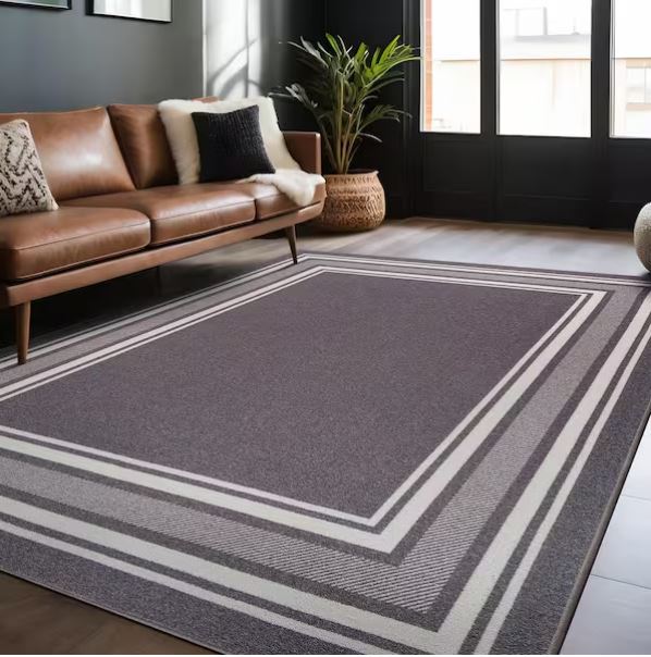 3 x 5 Gray Carmel Bordered Non Slip Indoor Area Rug