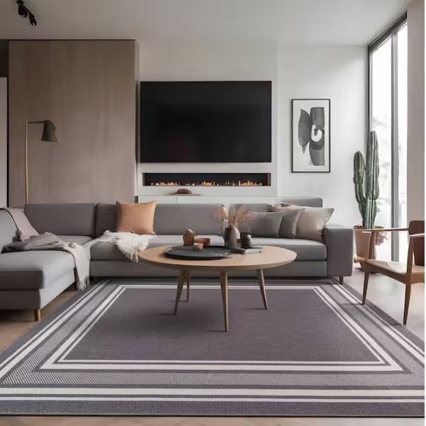 3 x 5 Gray Carmel Bordered Non Slip Indoor Area Rug