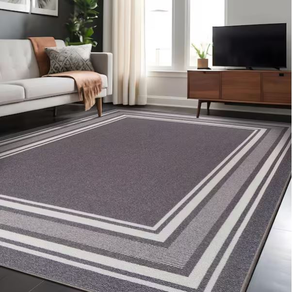 3 x 5 Gray Carmel Bordered Non Slip Indoor Area Rug