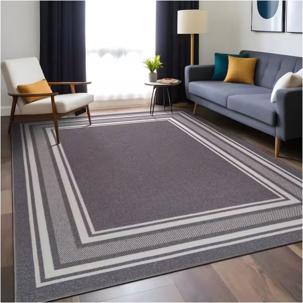 3 x 5 Gray Carmel Bordered Non Slip Indoor Area Rug