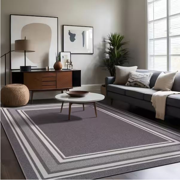 3 x 5 Gray Carmel Bordered Non Slip Indoor Area Rug