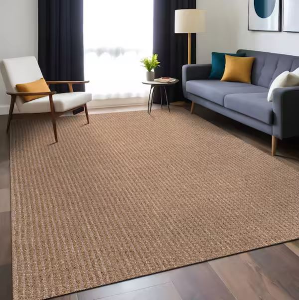 Natural 9 ft. x 12 ft. Wooly Easy Jute Washable Indoor Outdoor Area Rug
