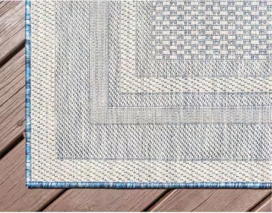 9' 0 x 12' 0 Blue Outdoor Soft Border Area Rug