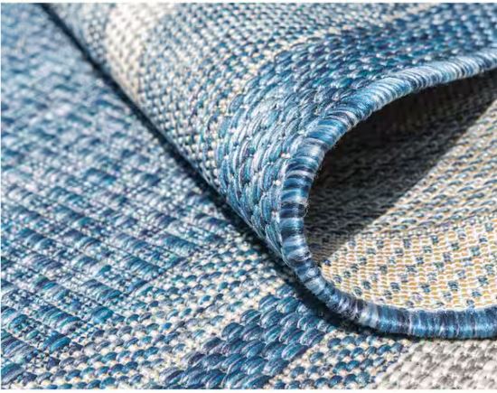 9' 0 x 12' 0 Blue Outdoor Soft Border Area Rug