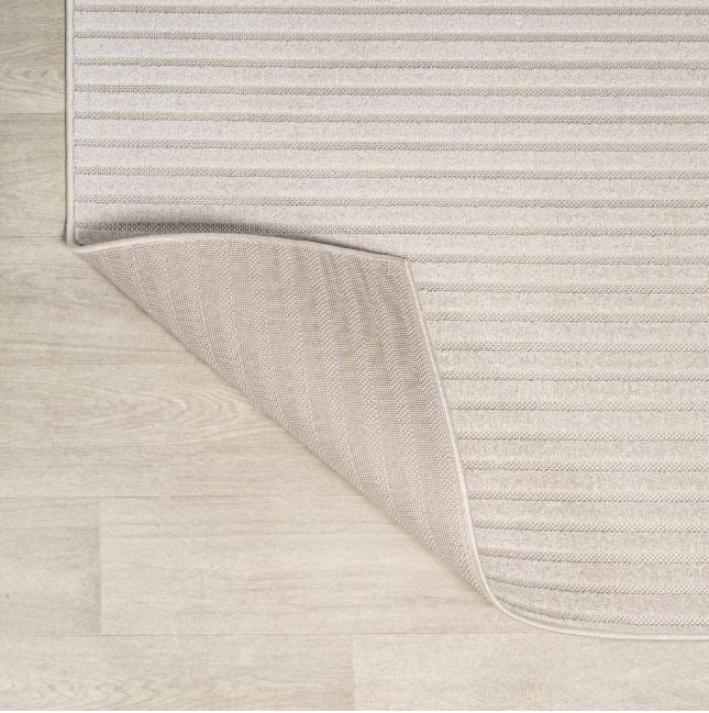 3 ft. x 5 ft. Aarhus High-Low Minimalist Scandi Striped Ivory/Cream Indoor/Outdoor Area Rug