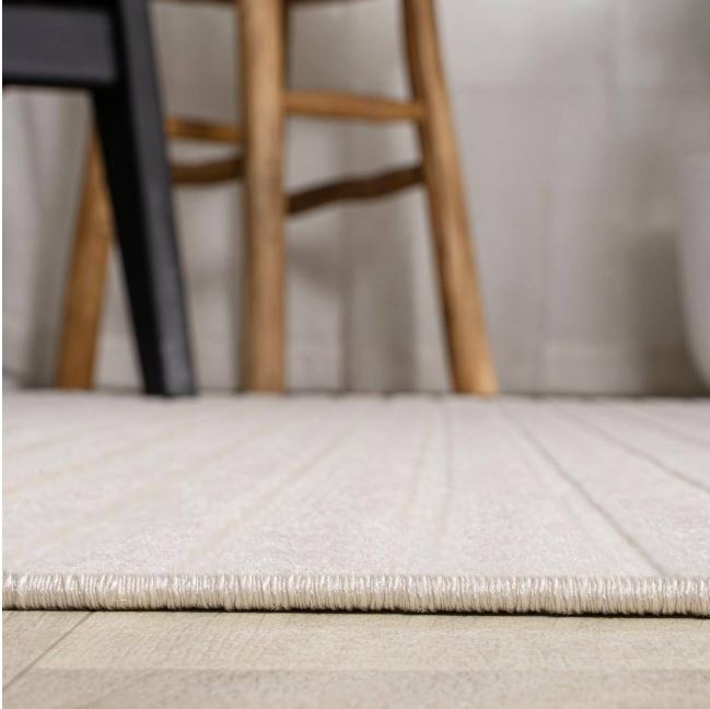 3 ft. x 5 ft. Aarhus High-Low Minimalist Scandi Striped Ivory/Cream Indoor/Outdoor Area Rug