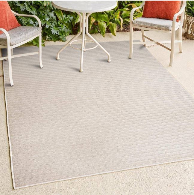 3 ft. x 5 ft. Aarhus High-Low Minimalist Scandi Striped Ivory/Cream Indoor/Outdoor Area Rug