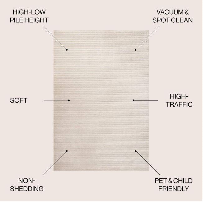3 ft. x 5 ft. Aarhus High-Low Minimalist Scandi Striped Ivory/Cream Indoor/Outdoor Area Rug