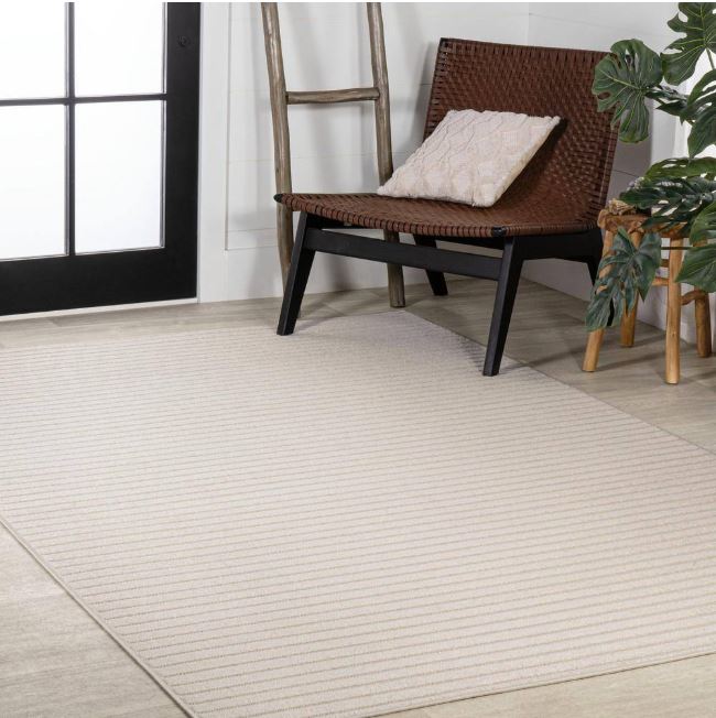 3 ft. x 5 ft. Aarhus High-Low Minimalist Scandi Striped Ivory/Cream Indoor/Outdoor Area Rug