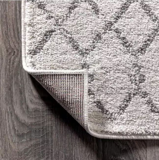 8 ft. x 10 ft. Moroccan Hype Boho Vintage Diamond Cream/Gray Distressed Area Rug