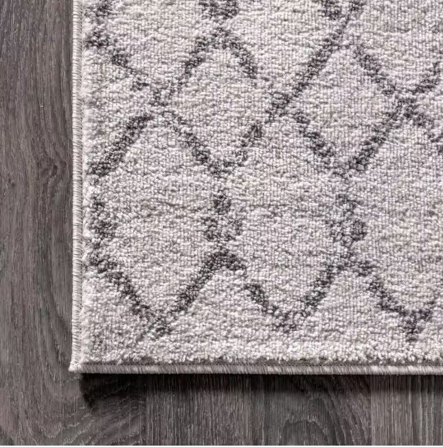 8 ft. x 10 ft. Moroccan Hype Boho Vintage Diamond Cream/Gray Distressed Area Rug