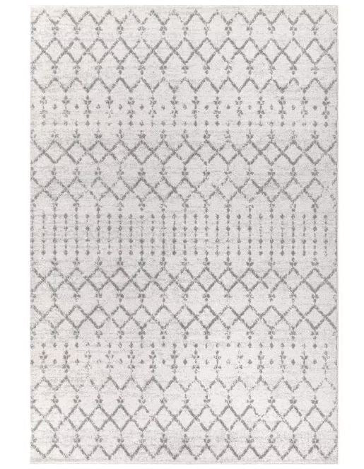 8 ft. x 10 ft. Moroccan Hype Boho Vintage Diamond Cream/Gray Distressed Area Rug