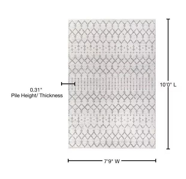 8 ft. x 10 ft. Moroccan Hype Boho Vintage Diamond Cream/Gray Distressed Area Rug