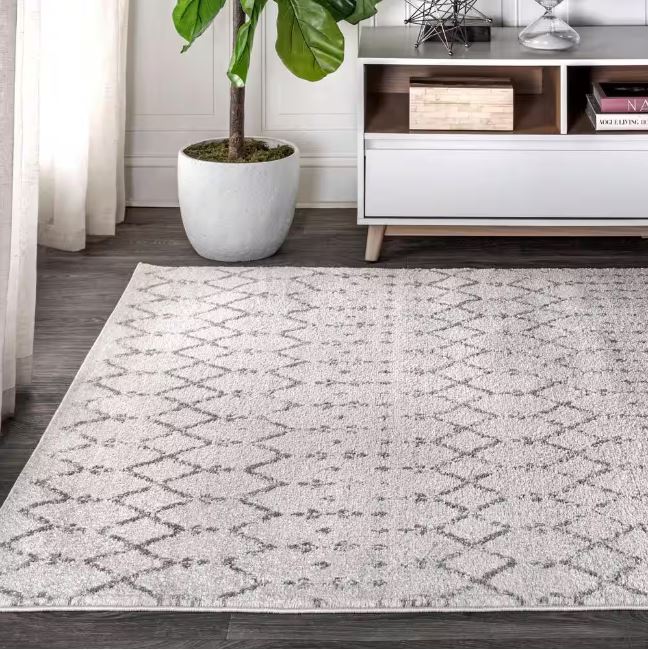 8 ft. x 10 ft. Moroccan Hype Boho Vintage Diamond Cream/Gray Distressed Area Rug