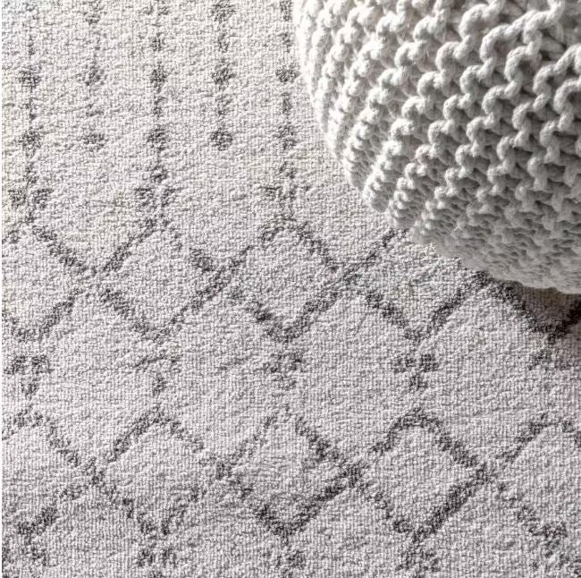 8 ft. x 10 ft. Moroccan Hype Boho Vintage Diamond Cream/Gray Distressed Area Rug