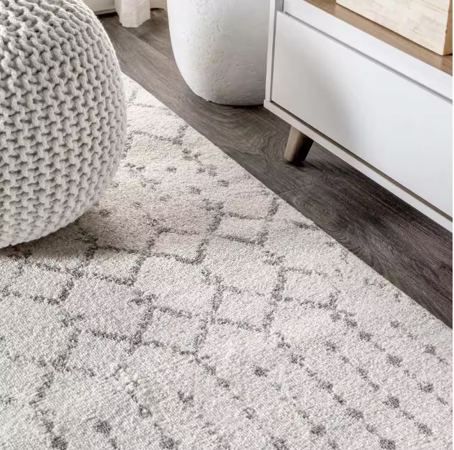 8 ft. x 10 ft. Moroccan Hype Boho Vintage Diamond Cream/Gray Distressed Area Rug