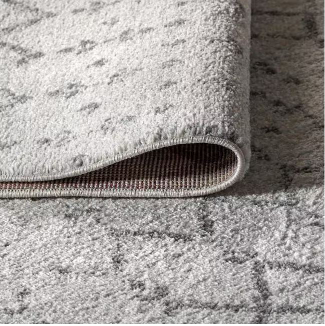 8 ft. x 10 ft. Moroccan Hype Boho Vintage Diamond Cream/Gray Distressed Area Rug