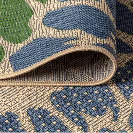 Zinnia Navy/Green 8 ft. x 10 ft. Floral Indoor/Outdoor Area Rug