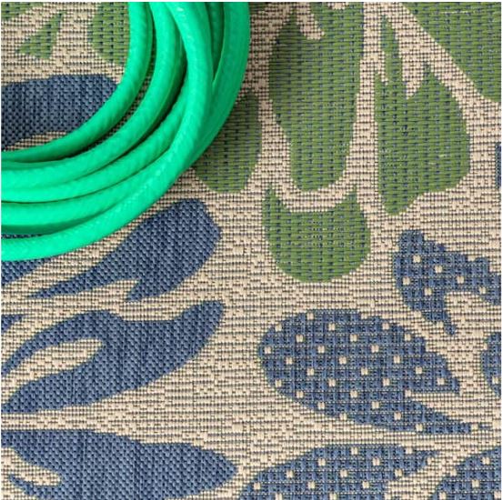 Zinnia Navy/Green 8 ft. x 10 ft. Floral Indoor/Outdoor Area Rug